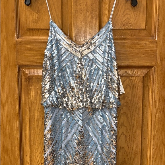 aidan mattox blue sequin dress Beaux Day Gown